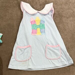 Striped Kids Dress with Crayon Design